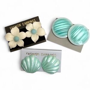 3‎ Pair Earring Bundle Women's Stud Flower Shell Jewelry lot New
